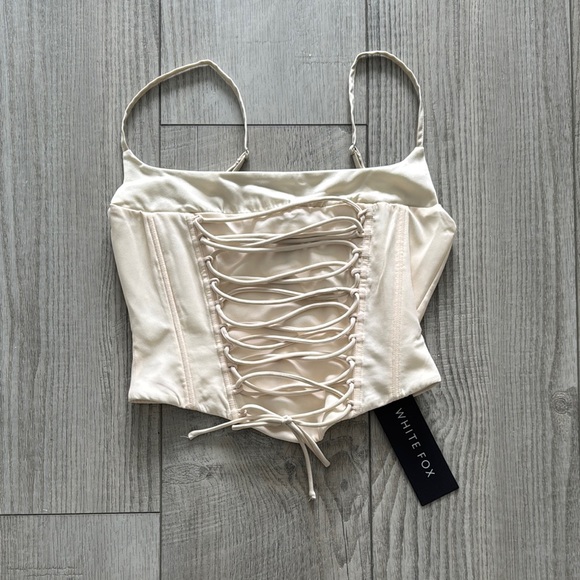 White Fox Cream Lace-Up Corset Top - Picture 3 of 4